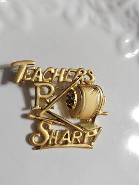 OAJC Vintage Textured Gold Tone/'Teacher's R Sharp' Brooch/Pin